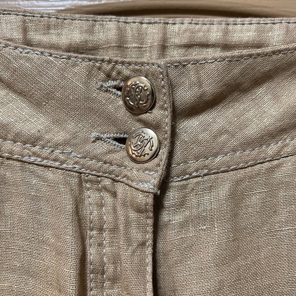 ❤️NWOT❤️ Roberto Cavalli Beige/Gold Linen Pants Vintage Made in Italy S… - Picture 2 of 16